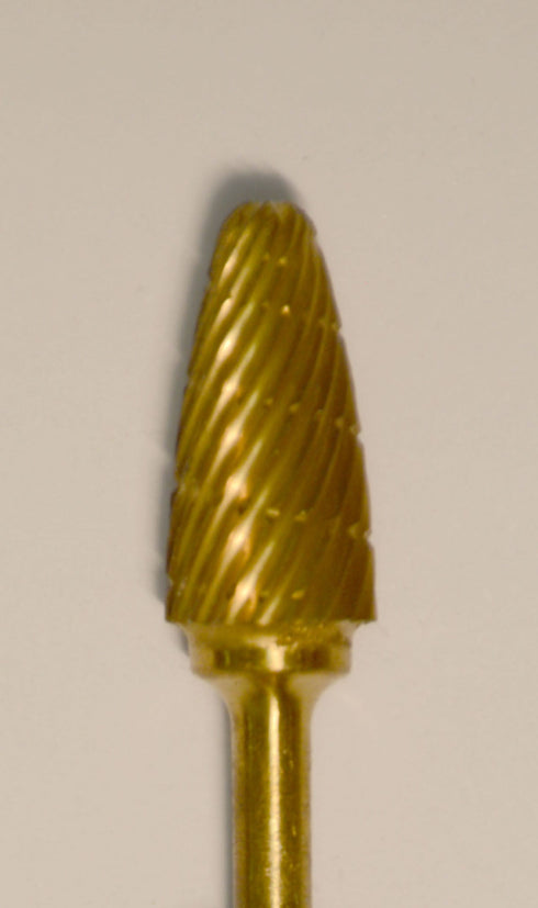 Taper (84T) TNT-Coated Dual Cut Regular HP Carbide Bur 84T-GOLD